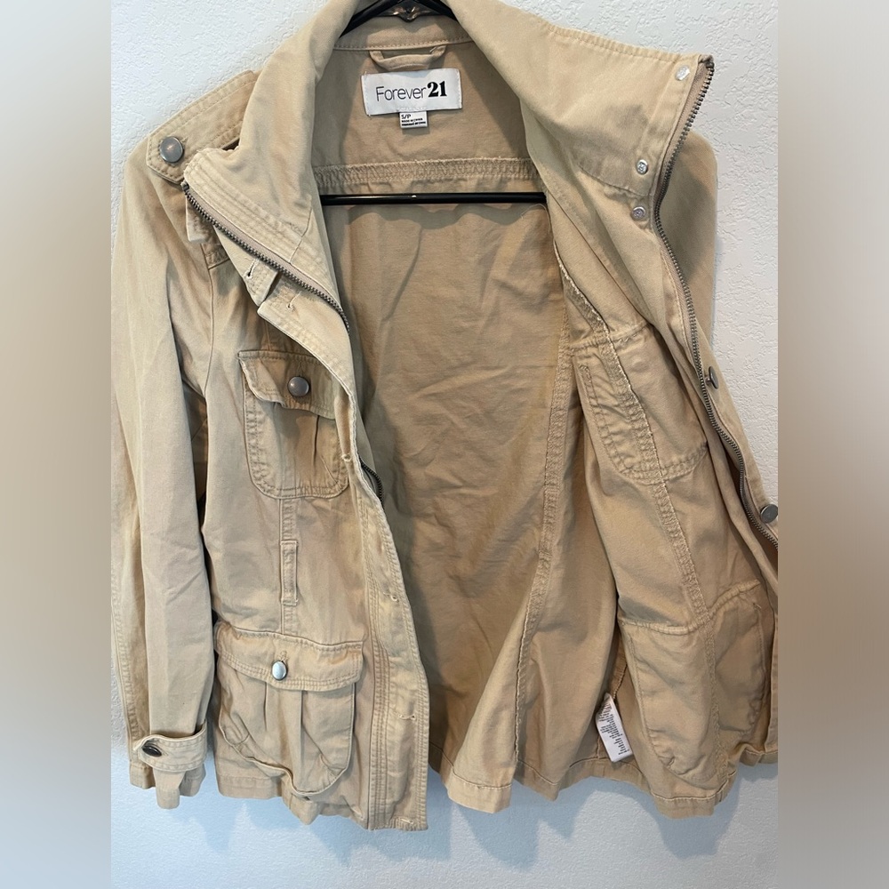 Forever 21 Tan Cargo Utility Jacket Women’s Size Small - Picture 6 of 10
